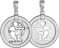Load image into Gallery viewer, 14k White Gold Round Libra Zodiac Sign Scale Medallion Pendant - Sagittarius
