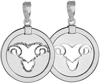Load image into Gallery viewer, 14k White Gold Round Libra Zodiac Sign Scale Medallion Pendant - Aries
