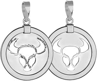 Load image into Gallery viewer, 14k White Gold Round Libra Zodiac Sign Scale Medallion Pendant - Taurus

