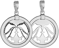 Load image into Gallery viewer, 14k White Gold Round Libra Zodiac Sign Scale Medallion Pendant - Gemini
