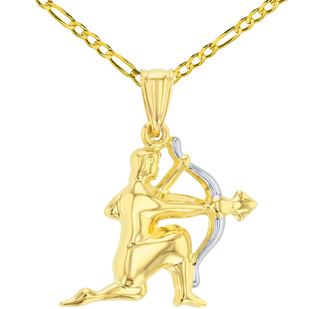Gold Sagittarius Charm Pendant Figaro Necklace