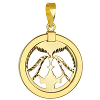 Load image into Gallery viewer, 14K Reversible Round Gemini Twins Zodiac pendant
