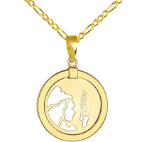 Load image into Gallery viewer, Round Virgo Zodiac Sign Pendant Figaro Necklace
