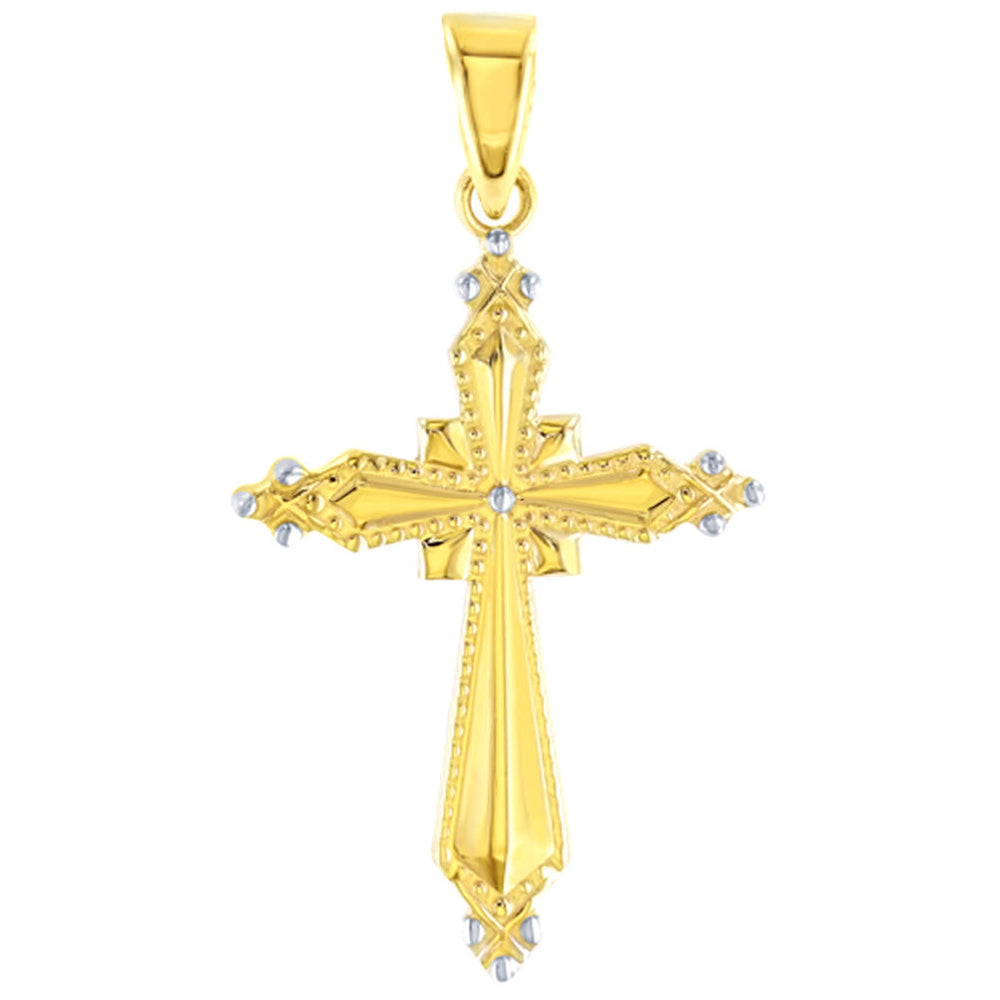 14K Yellow Gold Milgrain Cross Pendant