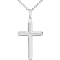 Load image into Gallery viewer, 14k Solid White Gold Traditional Religious Plain Cross Pendant Necklace
