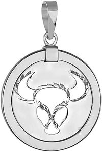 Load image into Gallery viewer, 14k White Gold Round Libra Zodiac Sign Scale Medallion Pendant - Taurus

