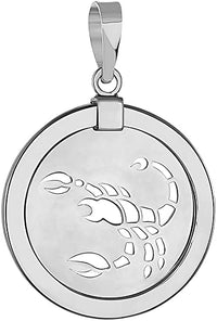 Load image into Gallery viewer, 14k White Gold Round Libra Zodiac Sign Scale Medallion Pendant - Scorpio
