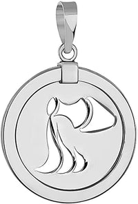 Load image into Gallery viewer, 14k White Gold Round Libra Zodiac Sign Scale Medallion Pendant - Aquarius
