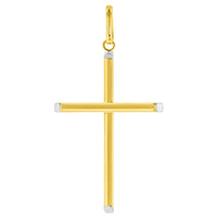 Load image into Gallery viewer, High Polish 14K Two-Tone Gold Plain Slender Cross Pendant with Chain Necklace
