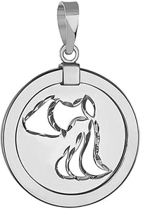 Load image into Gallery viewer, 14k White Gold Round Libra Zodiac Sign Scale Medallion Pendant - Aquarius
