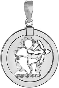 Load image into Gallery viewer, 14k White Gold Round Libra Zodiac Sign Scale Medallion Pendant - Sagittarius
