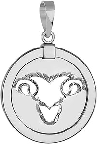 Load image into Gallery viewer, 14k White Gold Round Libra Zodiac Sign Scale Medallion Pendant - Aries
