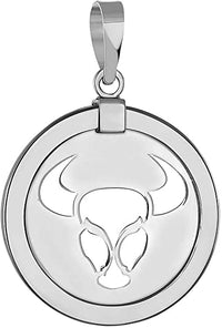 Load image into Gallery viewer, 14k White Gold Round Libra Zodiac Sign Scale Medallion Pendant - Taurus
