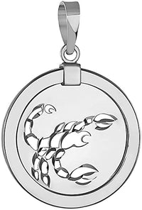 Load image into Gallery viewer, 14k White Gold Round Libra Zodiac Sign Scale Medallion Pendant - Scorpio
