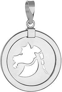 Load image into Gallery viewer, 14k White Gold Round Libra Zodiac Sign Scale Medallion Pendant - Capricorn
