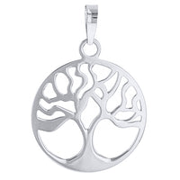 Load image into Gallery viewer, Solid 14k White Gold Simple Round Tree of Life Charm Pendant

