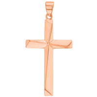 Load image into Gallery viewer, Products Solid 14K Rose Gold Elegant Religious Plain Cross Pendant Necklace
