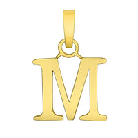 Load image into Gallery viewer, Solid 14k Yellow Gold Mini Uppercase Initial Block Letter M Charm Pendant
