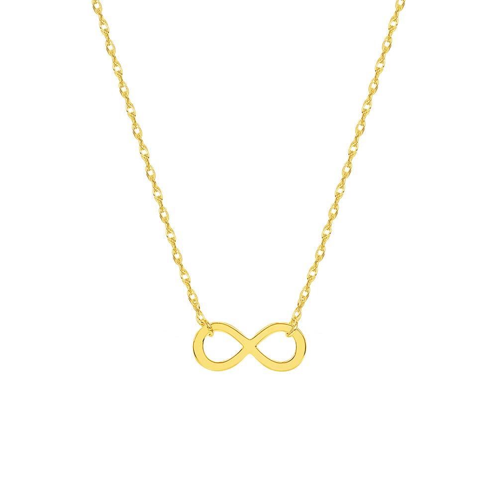 14k Yellow Gold Dainty Mini Infinity Love Eternity Necklace with Spring Ring Clasp (16" to 18" Adjustable Chain)