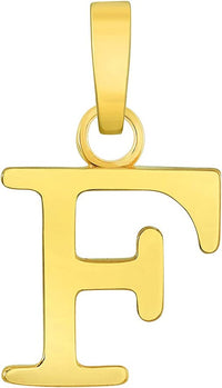Load image into Gallery viewer, Solid 14k Yellow Gold Mini Uppercase Initial Block Letter F Charm Pendant
