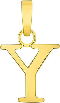 Load image into Gallery viewer, Solid 14k Yellow Gold Mini Uppercase Initial Block Letter Y Charm Pendant
