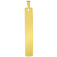 Load image into Gallery viewer, Solid 14k Yellow Gold Engravable Personalized Vertical Bar Charm Pendant with Figaro Chain Necklace
