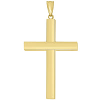 Load image into Gallery viewer, 14k Yellow Gold Religious Plain Hollow Square Tube Cross Pendant with Figaro Chain Necklace
