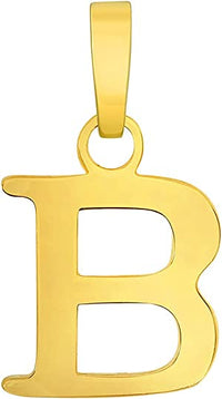 Load image into Gallery viewer, Solid 14k Yellow Gold Mini Uppercase Initial Block Letter B Charm Pendant
