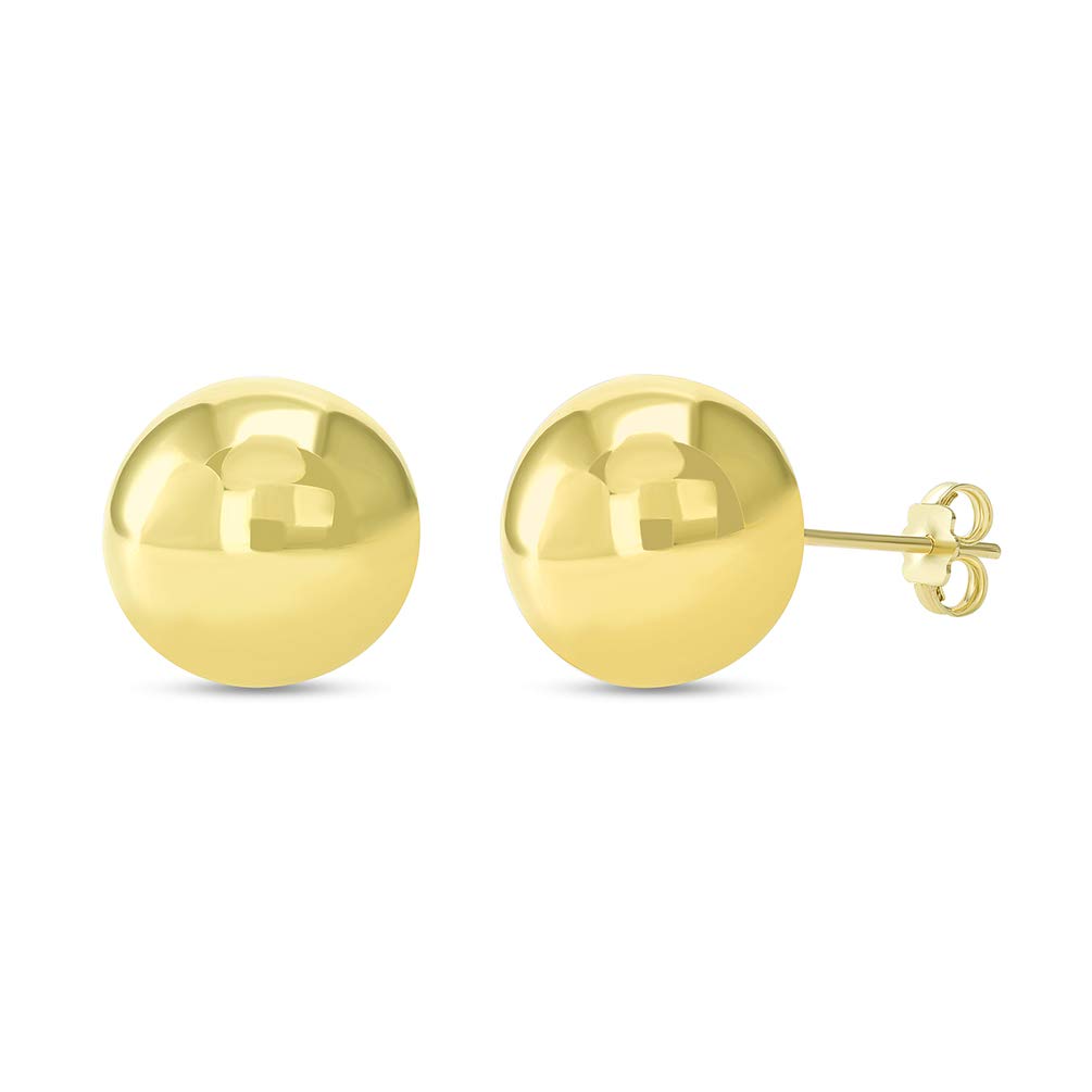 14k Yellow Gold Round Ball Stud Earrings with Friction Back