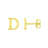 Load image into Gallery viewer, Solid 14k Yellow Gold Mini Uppercase Initial Block Letter Stud Earrings with Push-Back - A to Z
