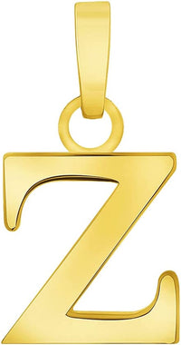 Load image into Gallery viewer, Solid 14k Yellow Gold Mini Uppercase Initial Block Letter Z Charm Pendant
