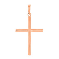 Load image into Gallery viewer, 14K Rose Gold Plain Slender Cross Pendant with High Polish
