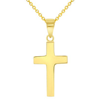 Load image into Gallery viewer, 14k Yellow Gold Mini Classic Plain Religious Cross Pendant Necklace
