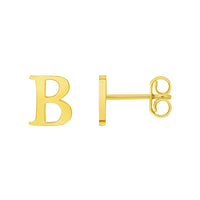Load image into Gallery viewer, Solid 14k Yellow Gold Mini Uppercase Initial Block Letter Stud Earrings with Push-Back - A to Z
