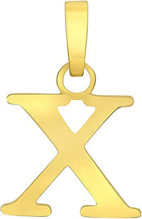 Load image into Gallery viewer, Solid 14k Yellow Gold Mini Uppercase Initial Block Letter X Charm Pendant
