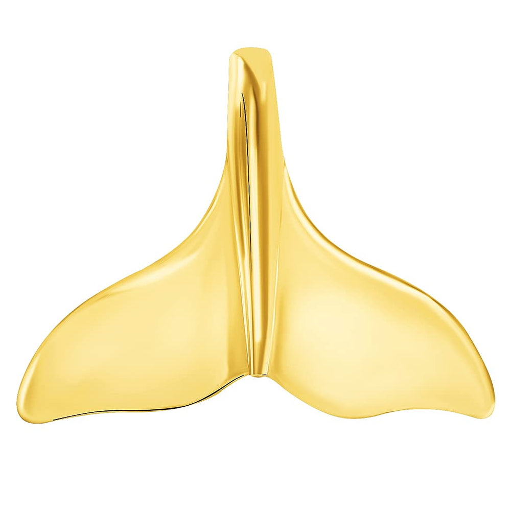 Solid 14k Yellow Gold Classic Dolphin Tail Fin Pendant