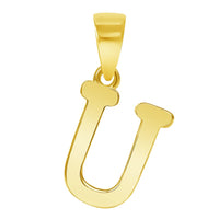Load image into Gallery viewer, Solid 14k Yellow Gold Mini Uppercase Initial Script Letter Charm Pendant
