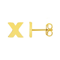 Load image into Gallery viewer, Solid 14k Yellow Gold Mini Uppercase Initial Block Letter Stud Earrings with Push-Back - A to Z
