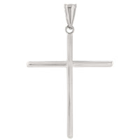 Load image into Gallery viewer, High Polished 14K Gold Plain Slender Large Cross Pendant with Chain Necklace - White Gold
