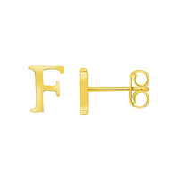 Load image into Gallery viewer, Solid 14k Yellow Gold Mini Uppercase Initial Block Letter Stud Earrings with Push-Back - A to Z
