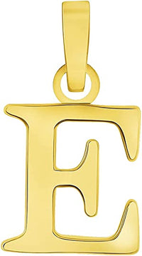 Load image into Gallery viewer, Solid 14k Yellow Gold Mini Uppercase Initial Block Letter E Charm Pendant
