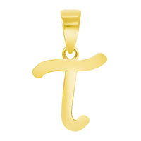 Load image into Gallery viewer, Solid 14k Yellow Gold Mini Uppercase Initial Script Letter Charm Pendant
