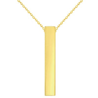 Load image into Gallery viewer, 14k Engravable Personalized Four Sided Vertical Bar Necklace with Spring Ring Clasp - Yellow Gold
