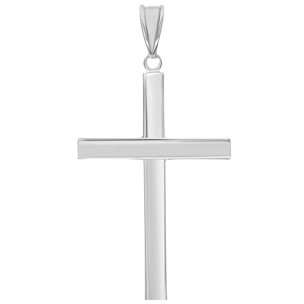 14k White Gold Simple Religious Cross Pendant