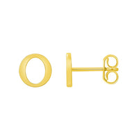 Load image into Gallery viewer, Solid 14k Yellow Gold Mini Uppercase Initial Block Letter Stud Earrings with Push-Back - A to Z
