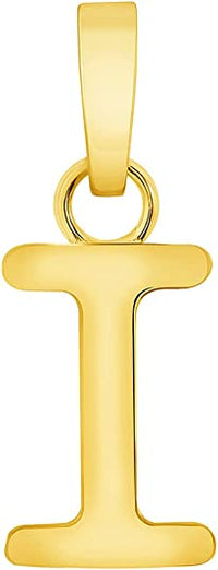 Load image into Gallery viewer, Solid 14k Yellow Gold Mini Uppercase Initial Block Letter I Charm Pendant

