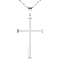Load image into Gallery viewer, 14k White Gold High Polished Religious Plain Cross Pendant Necklace
