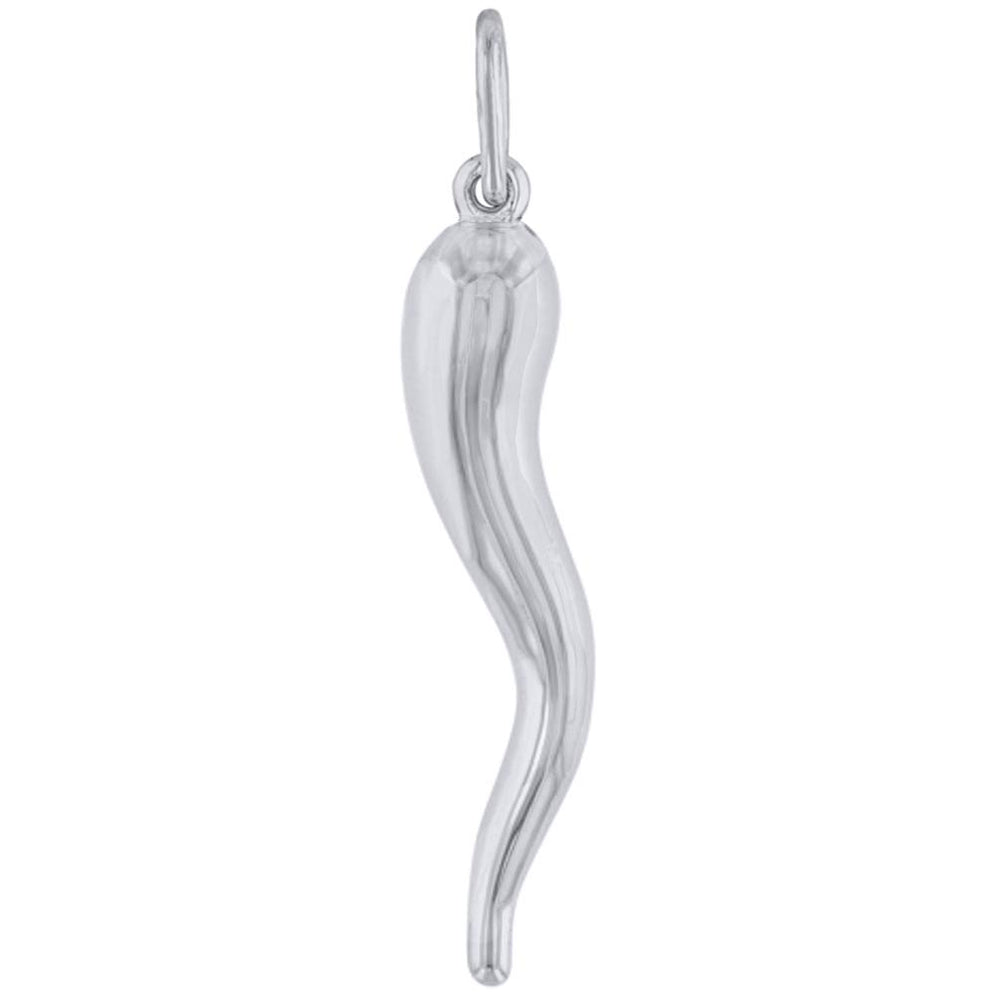 925 Sterling Silver Polished Classic Cornicello Horn Charm Pendant