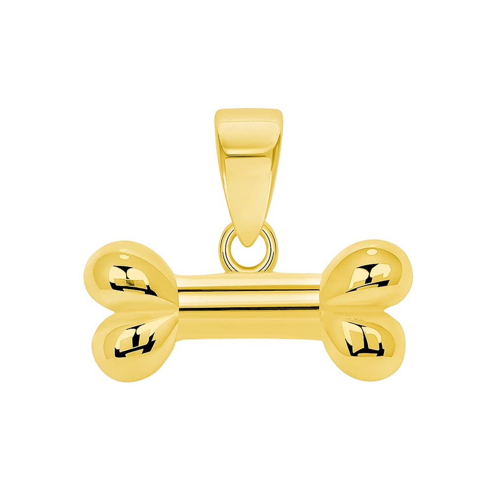 14k Yellow Gold Horizontal Mini Dog Bone Charm Pendant