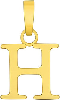Load image into Gallery viewer, Solid 14k Yellow Gold Mini Uppercase Initial Block Letter H Charm Pendant
